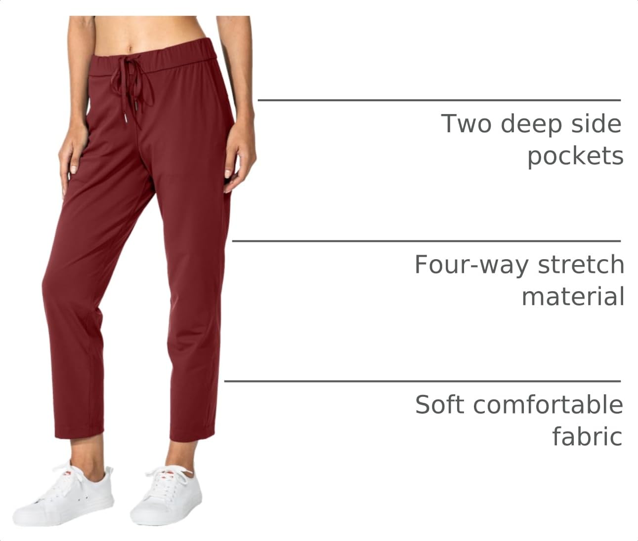 G Gradual Women's Pants 2 Deep Pockets 7/8 Stretch Sweatpants for Women Golf Athletic Lounge Work, Savannah, 3XL