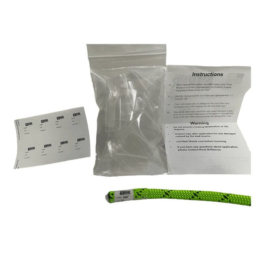 Rock-N-Rescue Professional Rope Identification Kit - Waterproof Labels with Heat Shrink Tubes, 32 Pieces for 7-25mm Climbing Ropes, Durable Safety Equipment for Rope Organization and Management