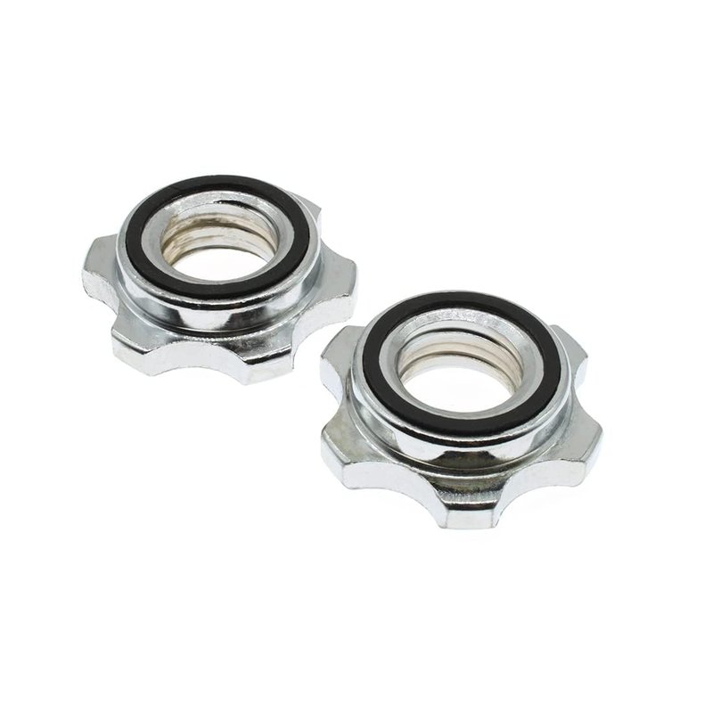 HAJXZH Barbell Spin-Lock Collars 2-Pack 25mm Hex Nut Anti-Slip Screw Collars for Weight Lifting, Compatible with Standard Barbell and Dumbbell Fitness Equipment