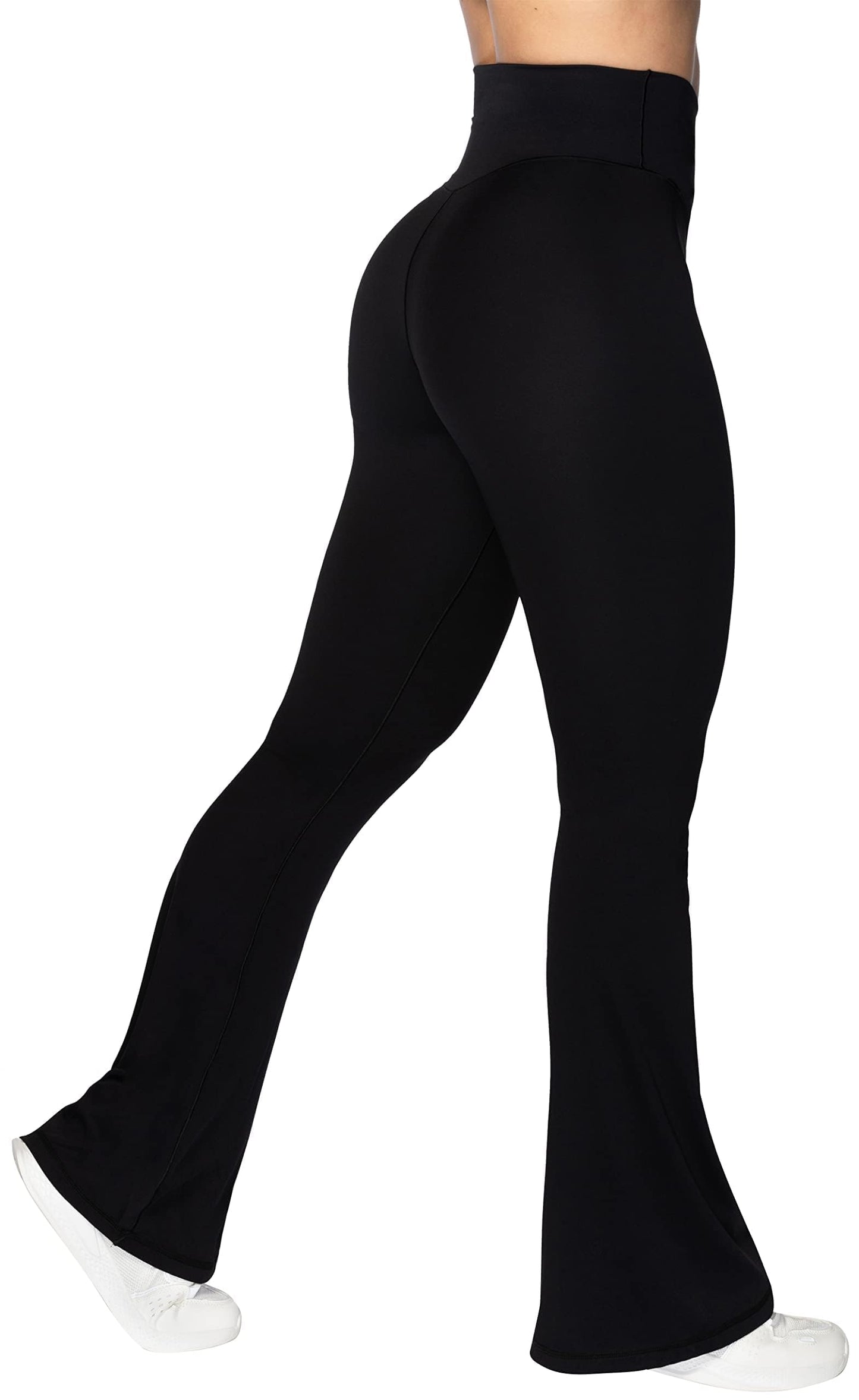 Sunzel Flare Leggings, Crossover Yoga Pants with Tummy Control, High-Waisted and Wide Leg, Sunzfly 32 Inseam, Black X-Large
