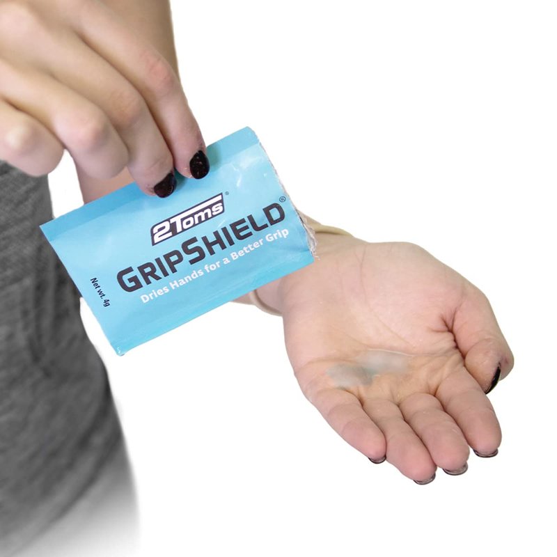 2Toms GripShield, Non-Sticky Grip Enhancer, Dry Grip Solution for Sweaty Hands, Tennis, Pickleball, Golf, Pole Dancing, and Gaming, Combo Pack, 1.5 Ounce Bottle and 6 Single-Use Packets