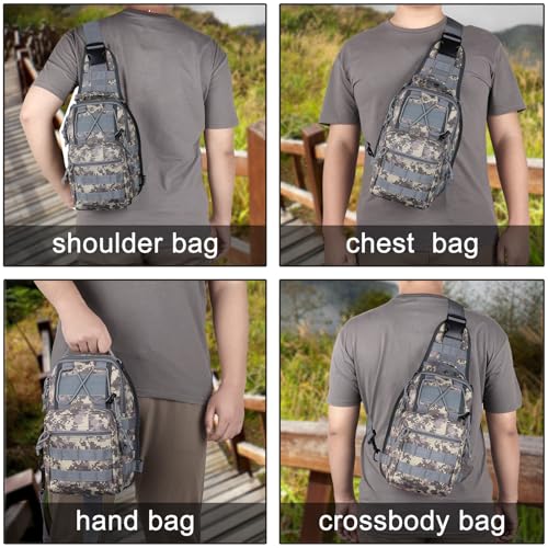 Qcute Tactical Backpack, Waterproof Military Cross-body Molle Sling Shoulder Backpack Chest Bag for Outdoor Every Day Carry (New Acu Camouflage)