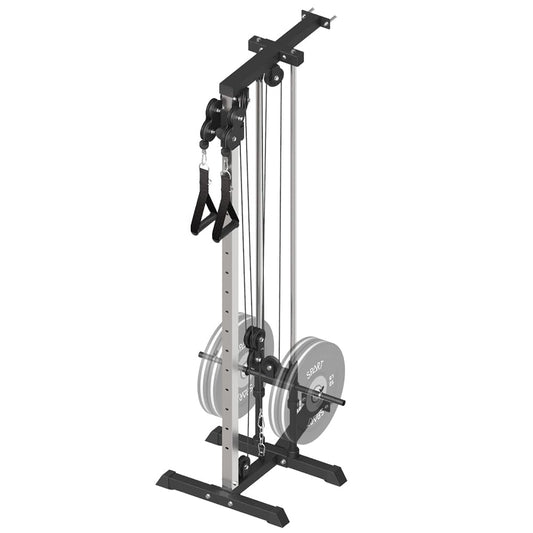 SPART Wall Mount Cable Station, LAT Pull Down and LAT Row LAT Tower Cable Corssover Machine with 17 Heights Adjustable Dual Pulley System High and Low Cable Machine, Home Gym Cable Crossover, Black