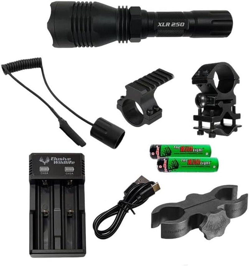 Elusive Wildlife Kill Light - XLR 250 Infrared LED Hunting Light Package | Single Mode, Pressure Wired Tail Cap