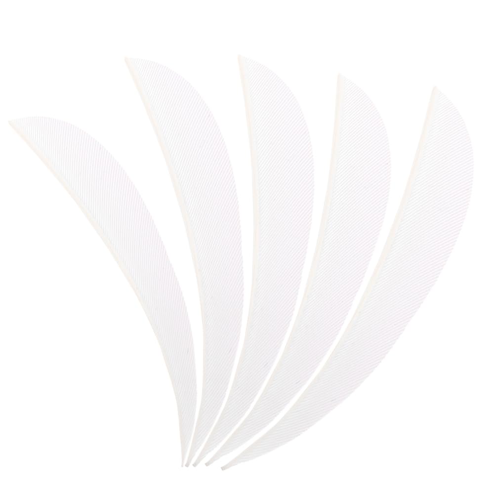 ZSHJGJR Archery Arrow Feathers 4Inch 5 Inch Turkey Feathers Fletchings Arrow Feathers Fletches Right Wing for DIY Hunting Arrows 50PCS (4inch, Right Wing, White)