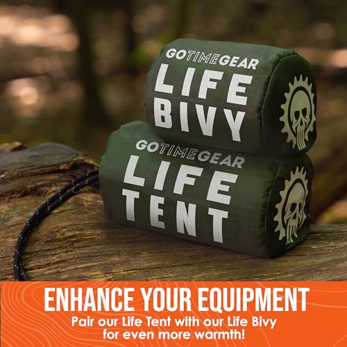 Go Time Gear Life Tent Emergency Survival Shelter – 2 Person Emergency Tent – Use As Camping Tent, Survival Tent, Emergency Shelter, Tube Tent, Survival Tarp - Includes Survival Whistle & Paracord