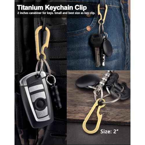 Titanium Carabiner Keychain Clip Small Carabiner Clips Heavy Duty Key Holder Anti-Lost Quick Release Key Chain for Keys Bottle Opener Keychain