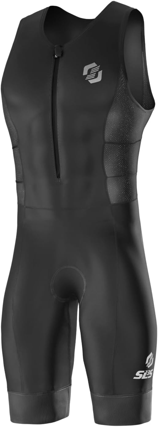 Men's Triathlon Suit - Solid Black Sleeveless Trisuit | Lightweight Race Apparel for Optimal Performance