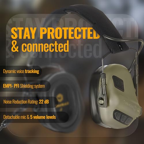 EARMOR M32 Tactical Headset Hunting & Shooting Earmuffs with Microphone, Sound Amplification, Nato TP120 Jacket, Tan