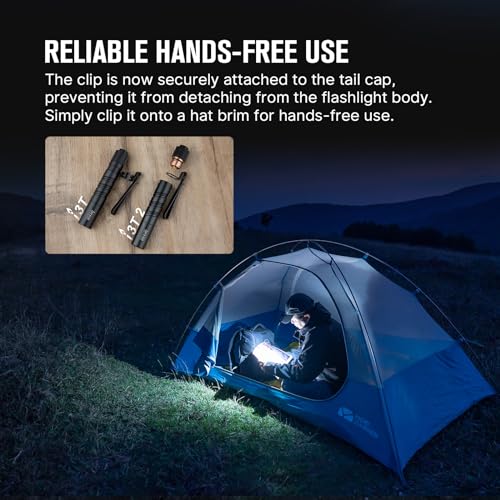 OLIGHT I3T 2 EOS Pocket EDC Flashlight, 200 Lumens Compact Bright Handheld Flashlights, Dual-Output Tail Switch Light with AAA Battery and Two-Way Pocket Clip for Camping and Hiking (Black)