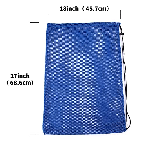 2 Packs Mesh Gear Bag for Snorkel Equipment, Oversized 18" x 27" Mesh Dive Bag Scuba Diving Bag Snorkel Bag Backpack for Snorkeling Gear, Fins, Swimming Gear, Beach and Sports Equipment (Black & Blue)