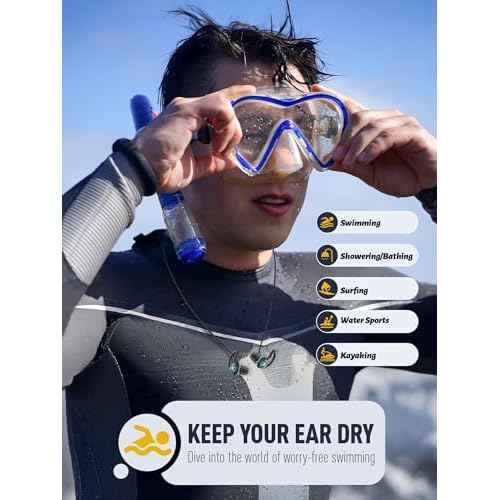 Ear Plugs for Swimming Surfing with Lanyard, Block Out Water Let Sound in, Reusable Comfy Custom-fit Swim Waterproof earplugs Men Women for Swimmer Shower Pool Bath Water Sports
