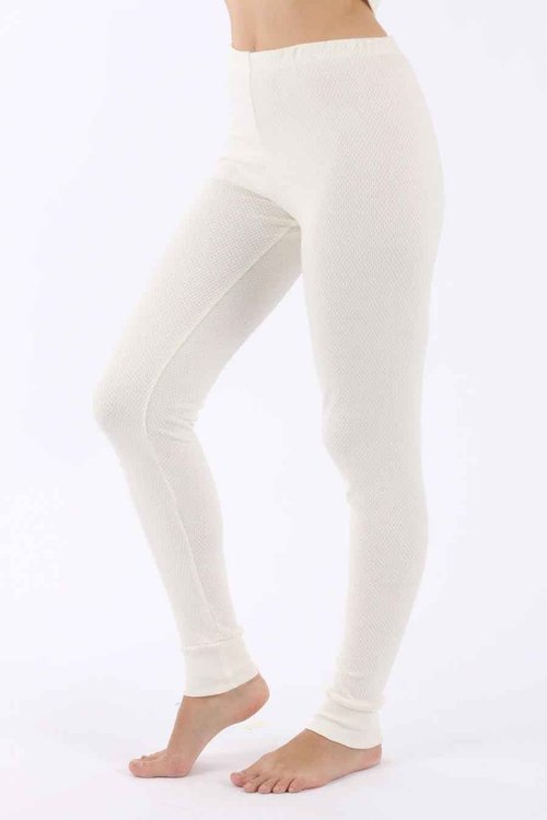 Cottonique Hypoallergenic Women's Thermal Pajama Made from 100% Organic Cotton (4, Natural)