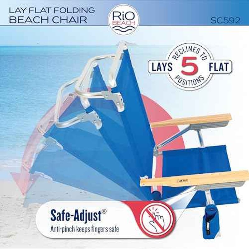Rio Beach Classic 5-Position Lay-Flat Folding Beach Chair