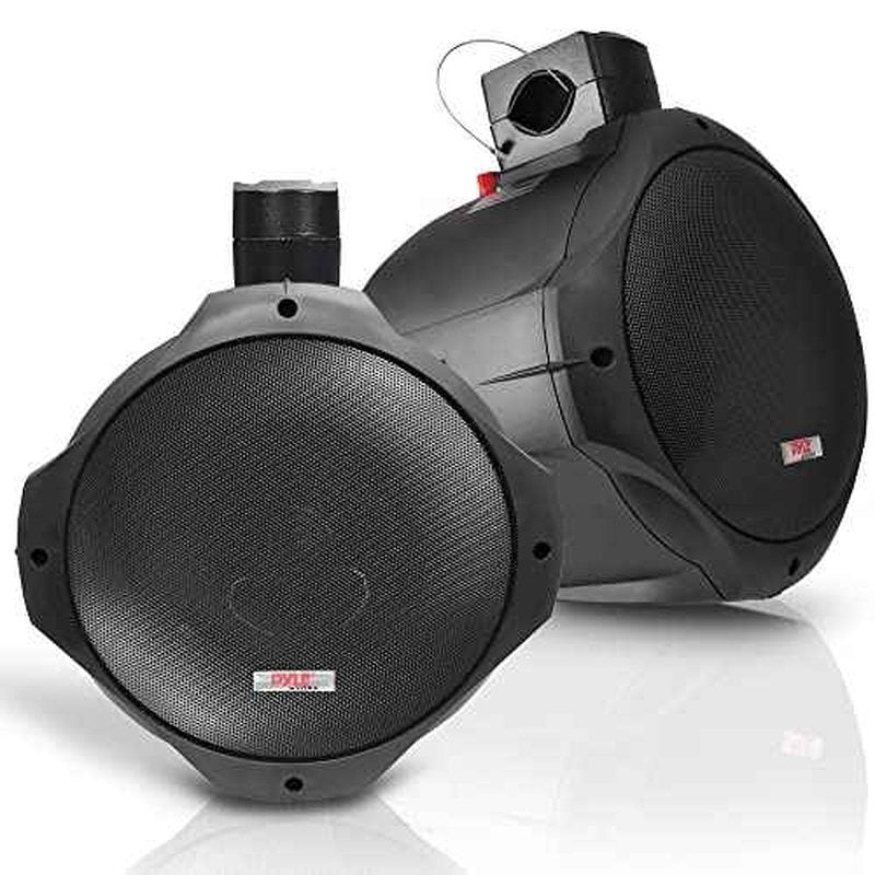 Pyle 6.5 Inch Dual Marine Speakers -2 Way IP44 Waterproof, Weather Resistant Outdoor Audio Stereo Sound System with 200 Watt Power and Poly Mica Cone and Butyl Rubber Surround -1Pair - PLMRB65 (Black)