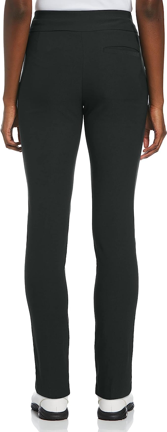 PGA TOUR Women's Tummy Control Pull-on Waistband Golf Pants, Caviar Black, Large