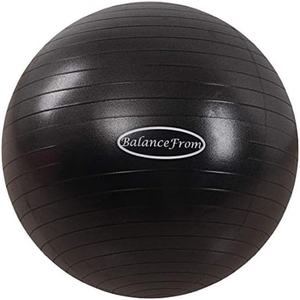 Signature Fitness Anti-Burst and Slip Resistant Exercise Ball Yoga Ball Fitness Ball Birthing Ball with Quick Pump, 2,000-Pound Capacity, Black, 34-inch, XLL