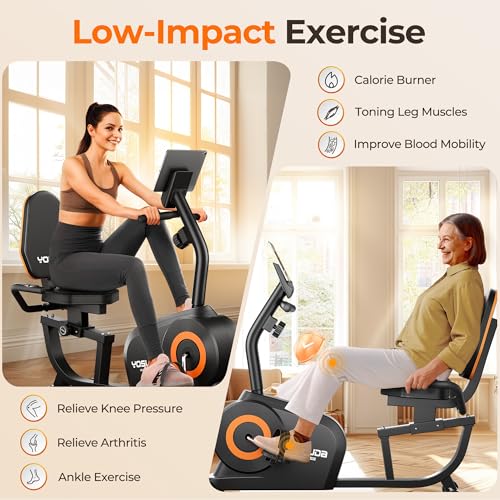 YOSUDA Recumbent Exercise Bike for Adults Seniors with Quick Adjust Seat, 350LB Capacity & 16-level Resistance, Black