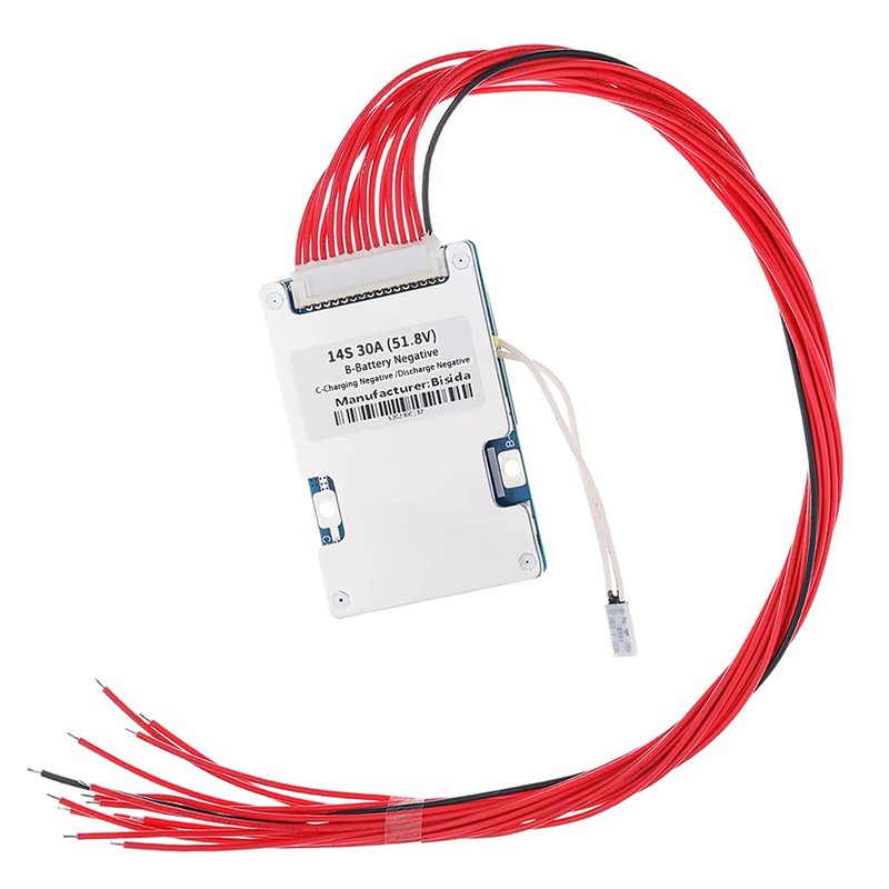 Bisida 14S BMS 50.4V/51.8V 30A Li-ion PCB Protection Board with Balance Wire and NTC,Ten Functional protections, Common Port, for Lithium-ion Battery Pack (14S 50.4V/51.8V 30A)