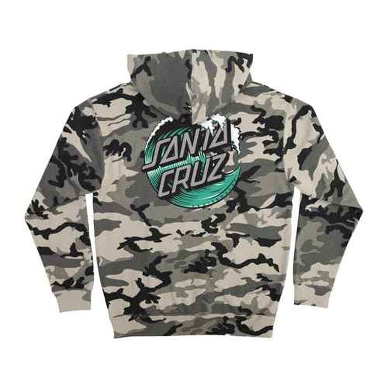 Wave Dot Hooded Pullover Heavyweight Fleece Sweatshirt