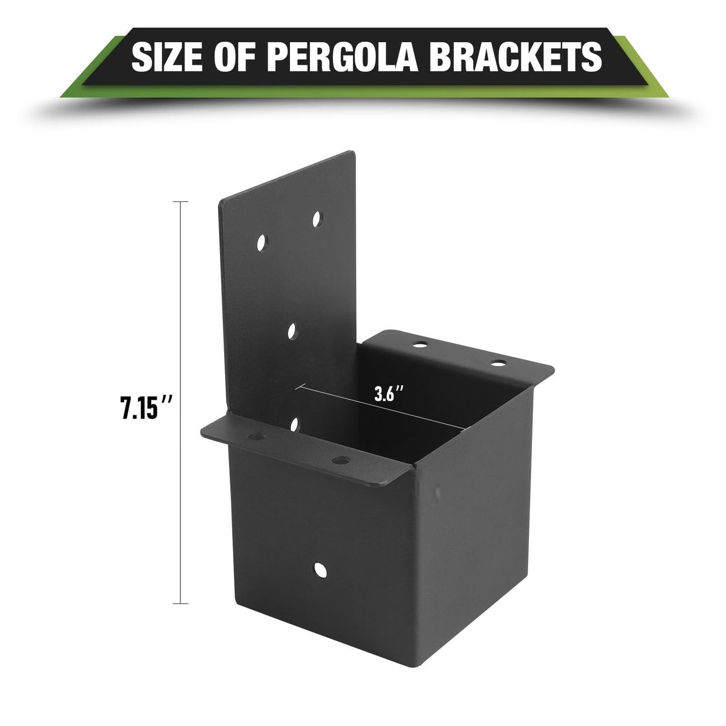 6 Pcs Pergola Brackets，4“x 4"( Actual 3.6 "x 3.6") Post Top Rafter Brackets, Pergola Kit, Gazebo Brackets Wall Mount Bracket Kit for Wood Posts Pergola Post Connector or Deck Railing