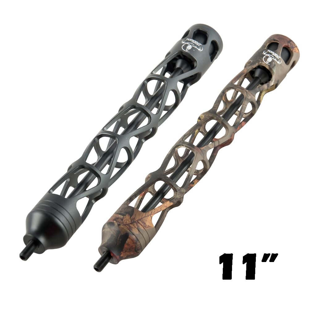 ZSHJGJR Archery Bow Stabilizer Aluminum Alloy, Shock Absorber, 5 Inch 8 Inch 11 Inch, Bow Stabilizer Vibration Damper, All-CNC Aluminum Machined for Compound Bow Accessories (Camo, 11 Inch)