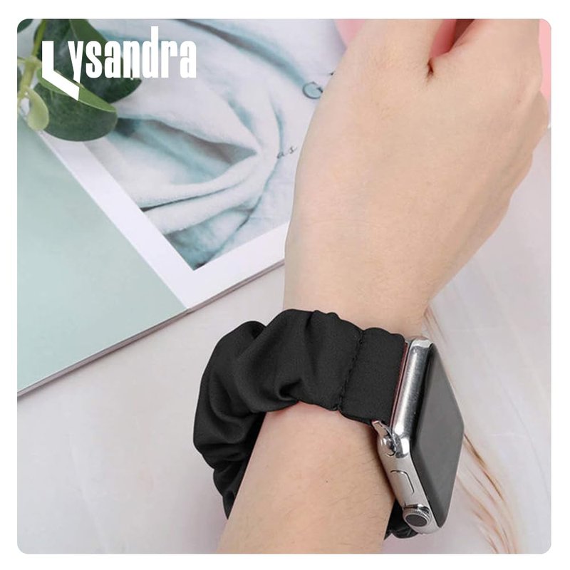 LYSANDRA 2 Pack, Compatible with Sanorum G56 Watches Band, 22mm Quick Release Scrunchie Strap Stretchy Cute Elastic Replacement Fabric Band Women (2 Pack A, for 22mm watch band)