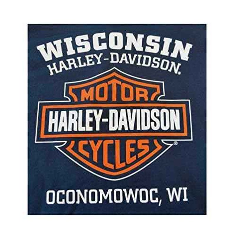 Harley-Davidson Men's Orange Bar & Shield Navy Pullover Sweatshirt 30291742