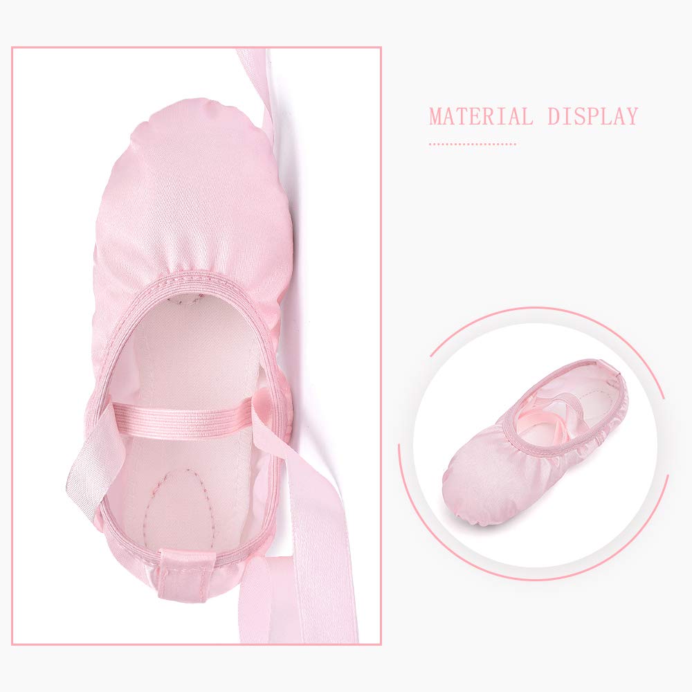 Stelle Ballet Shoes for Girls Satin/Ribbons Ballet Slippers Dance Shoes(Toddler/Little/Big Kids)(Pink,7MT)