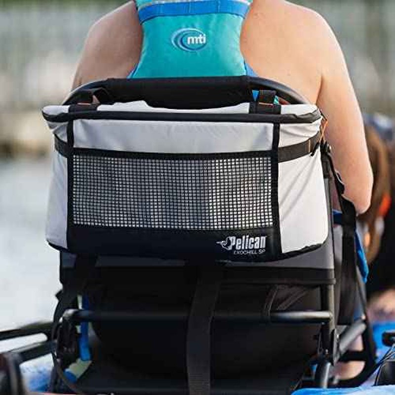Pelican Exochill Seat 14L Pack Cooler - Perfect for Kayak with Lawn Chair - Soft Cooler with Shoulder Strap - Insualted