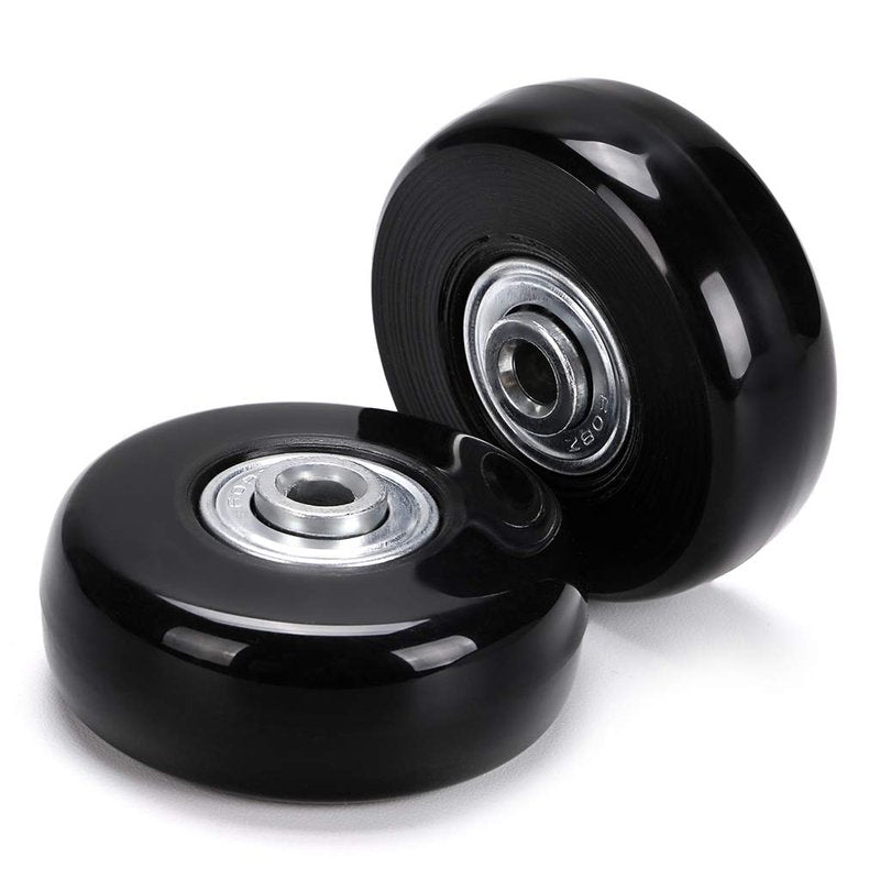 OwnMy 50mm x 18mm Set of 4 Luggage Suitcase Replacement Wheels with Bearings, Black Rubber Swivel Caster Wheels Bearings Repair Kits with 33MM / 36MM Axles