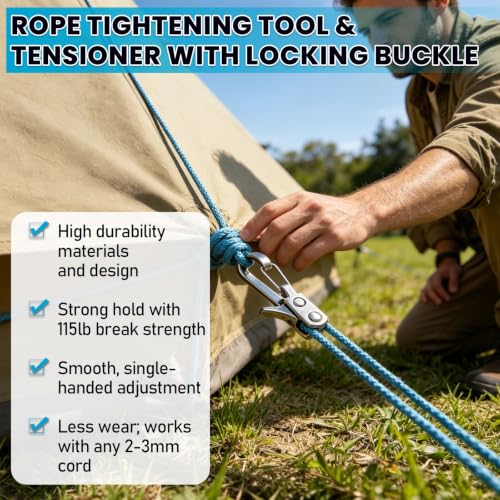 K-Gor 6 Pack Rope Tensioners for Camping Tent Guy Lines, Knot-Free Adjustable Buckles
