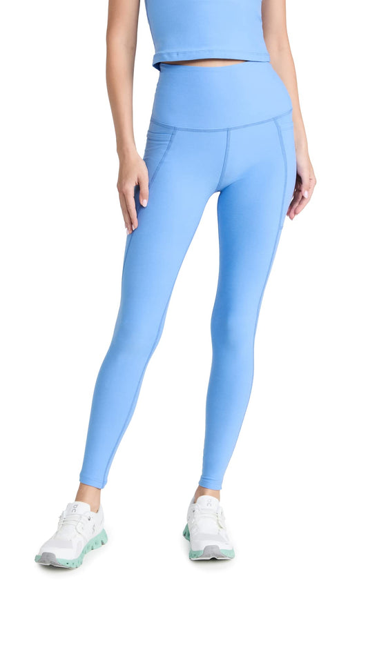 Beyond Yoga Women's Spacedye Out of Pocket High Waisted Midi Leggings, Flower Blue Heather, L