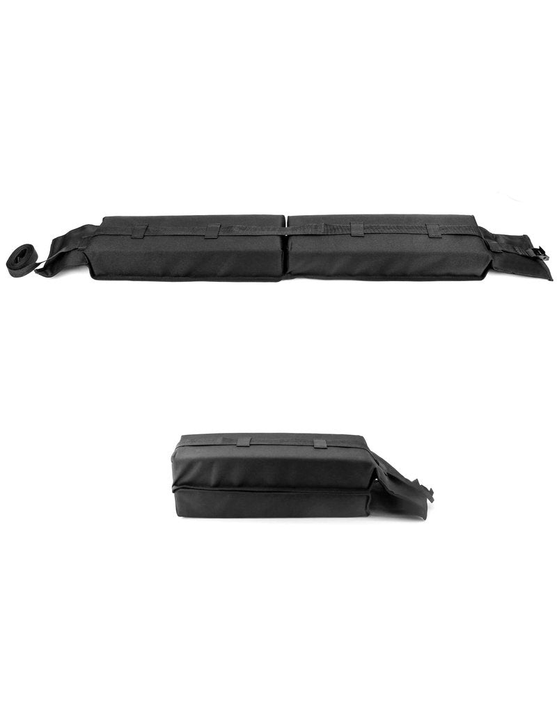QWORK Universal Soft Roof Rack Pads with 16ft Waterproof Tie-Down Straps, Car Roof Top Carrier System for Kayak Surfboard Canoe SUP Snowboard, No Roof Rails Needed, Storage Bag