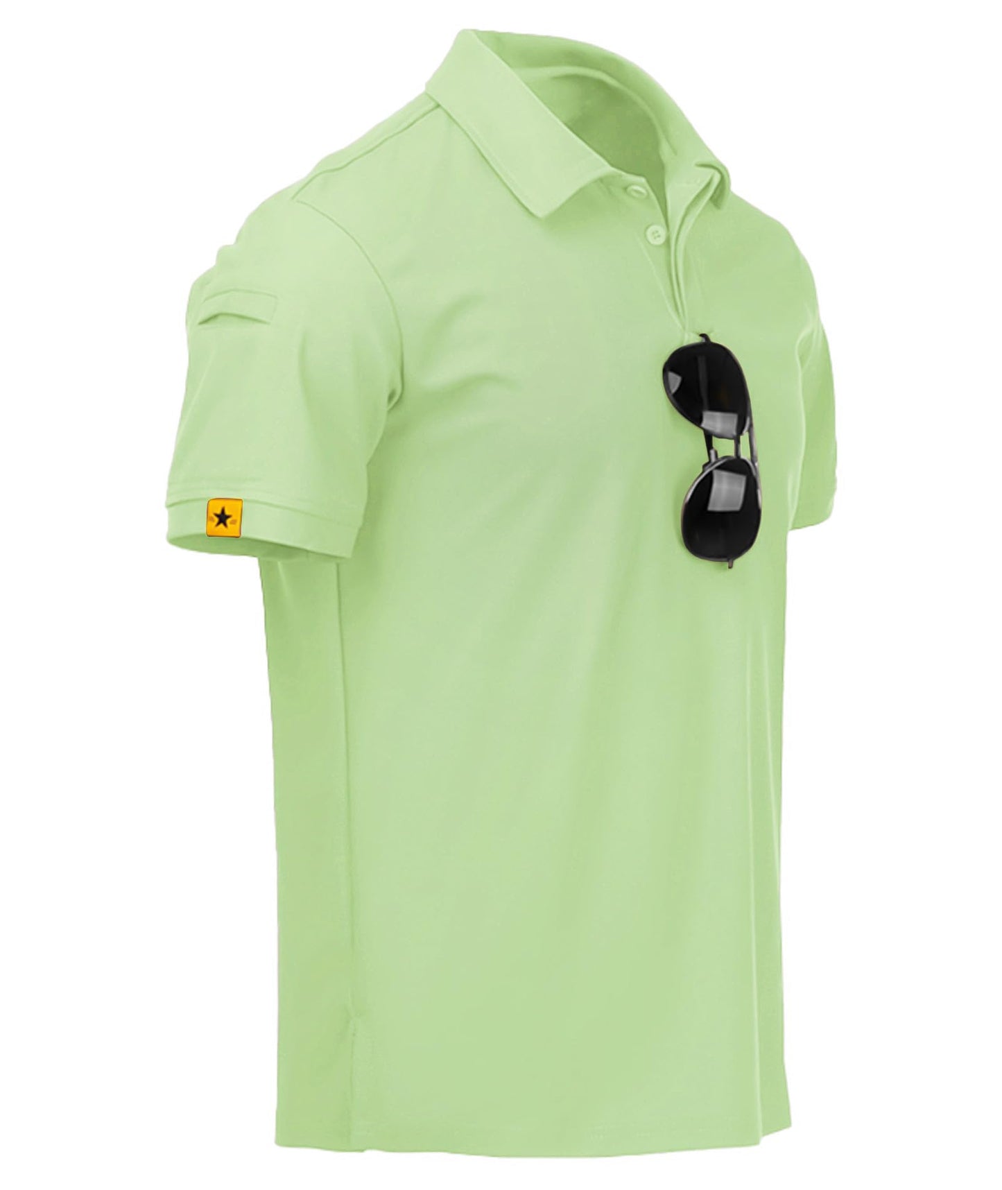 ZITY Mens Polo Shirt Short Sleeve Sports Tactical T-Shirt Athletic Golf Polos Daily Casual Stylish Collared Shirts for Men Light Green Large