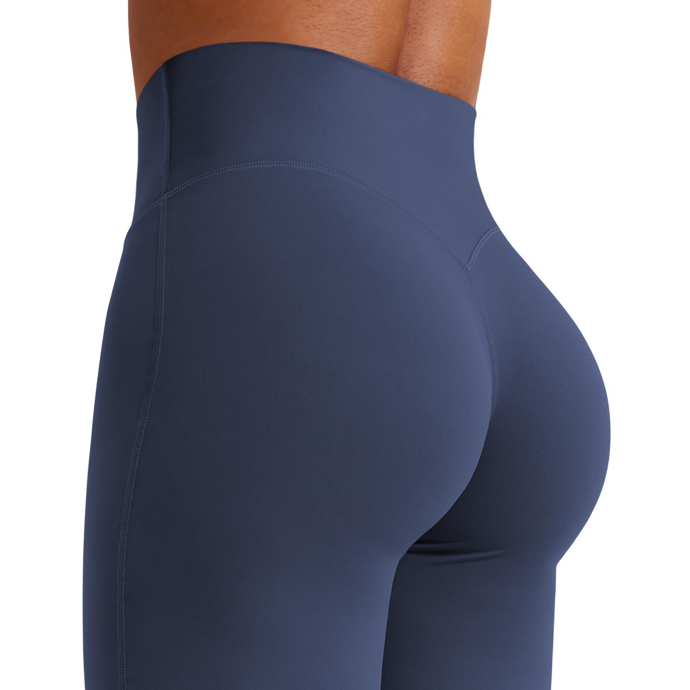 YEOREO Workout Leggings Womens No Front Seam Straight Leggings 33" High Waist Buttery Eddiy Gym Yoga Pants Navy Blue L