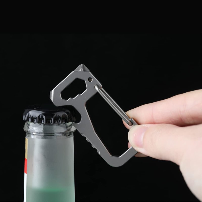 FULLGUEEN Titanium Heavy Duty Keychain Carabiner,Multifunctional EDC Key Clip with Bottle Opener