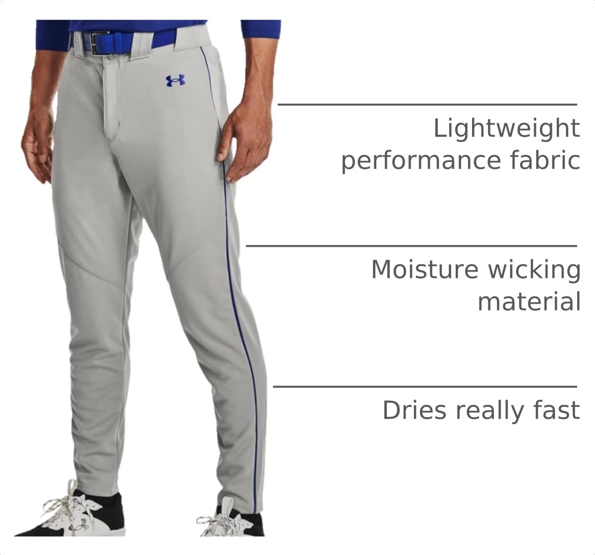 Under Armour Men's Utility Baseball Straight Leg Pant Pipe 22, (081) Baseball Gray/Royal/Royal, Medium