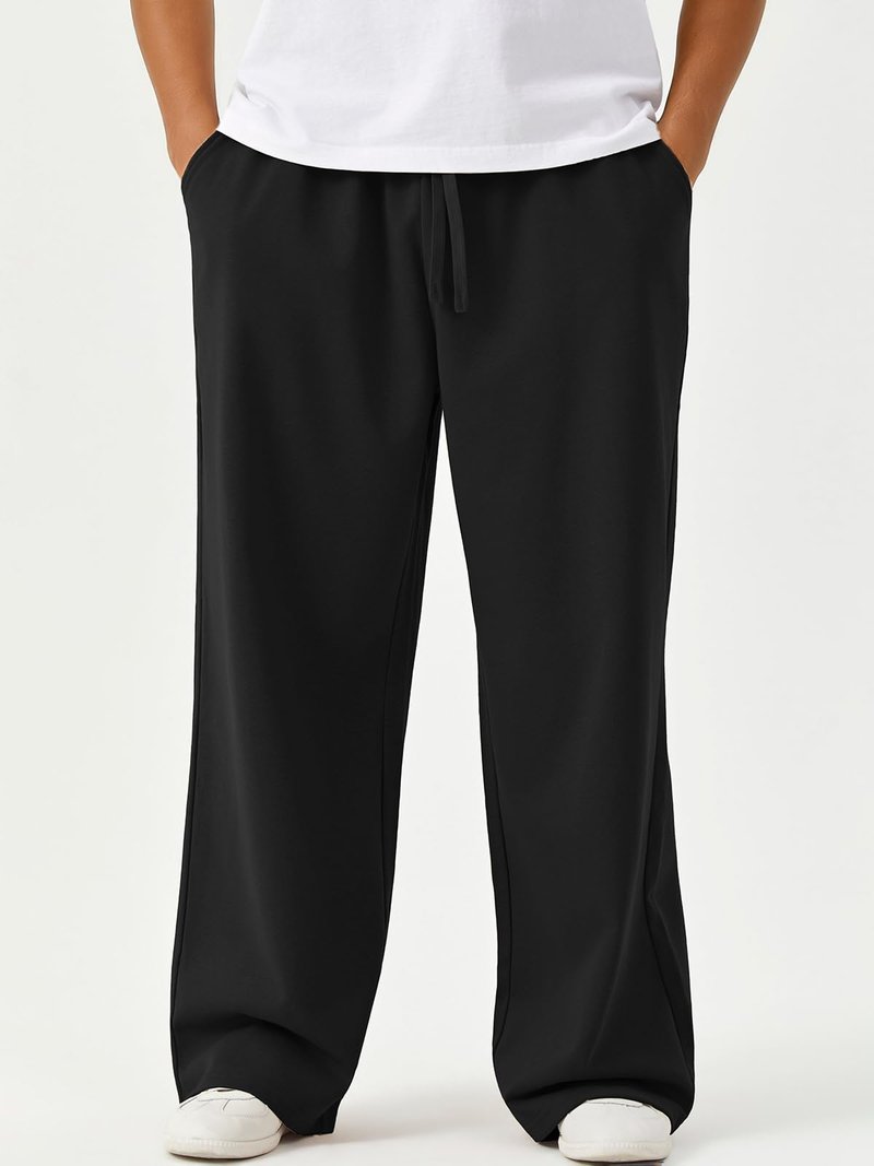 ATOFY Men's Baggy Sweatpant Lounge Wide Leg Sweatpants Elastic Waist Drawstring Loose Joggers Athletic Pants with Pockets Black