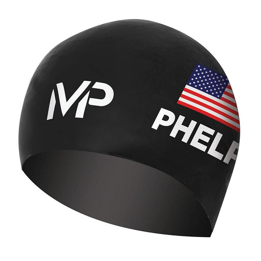 MP Michael Phelps Race Cap GT Swim Cap, Black/White