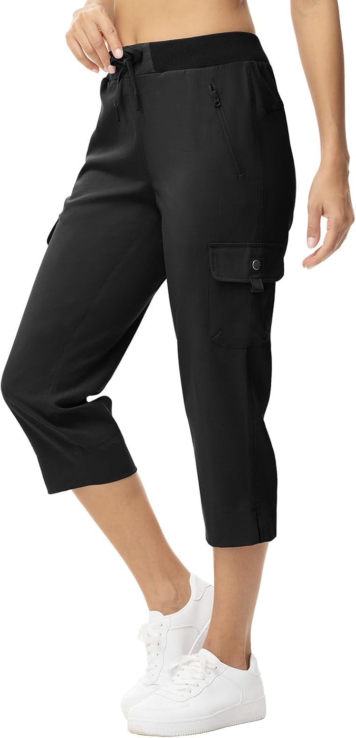 Cargo Capri Pants for Women - Lightweight Quick-Dry Hiking Joggers with Pockets | Summer Activewear