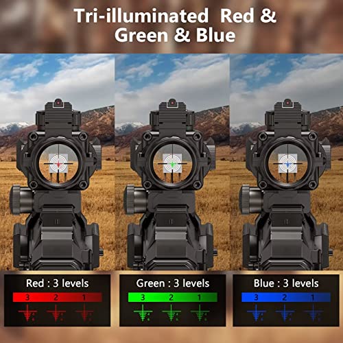 CVLIFE 4x32 Tactical Rifle Scope Red & Green &Blue Illuminated Reticle Scope with Fiber Optic Sight