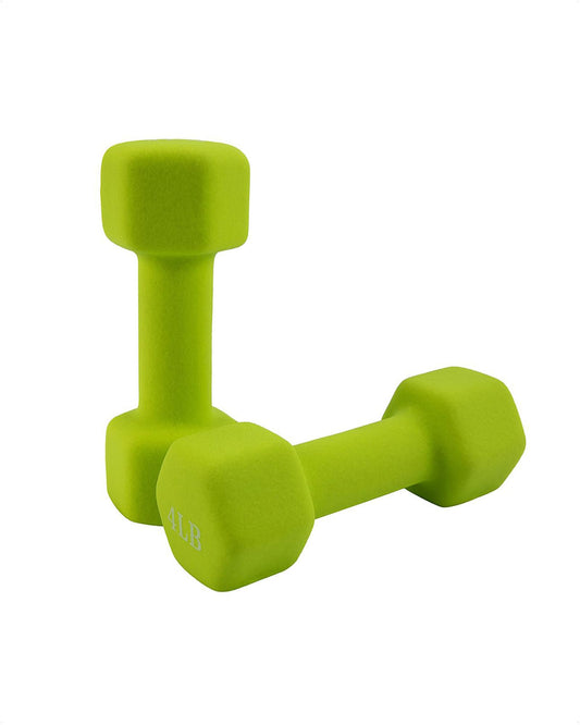 Dumbbell Hand Weight Set of 2 Exercise Fitness Neoprene Dumbbells Sets Options for Home Gym Equipment Non-Slip Hex Hand Weights Set Free Weights for Women Men - Green 4LB