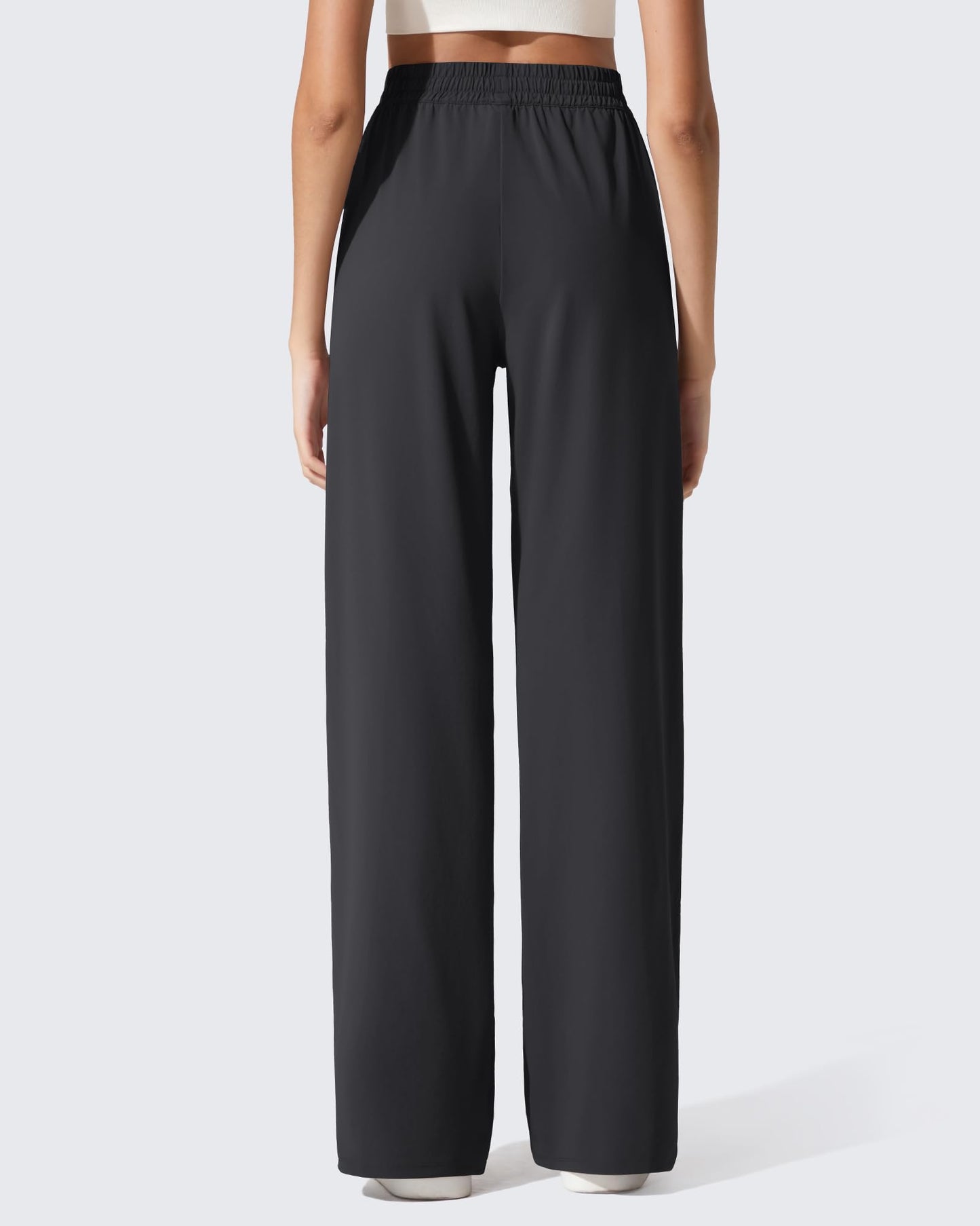 G4Free Womens Track Pants with Pockets Lightweight Wide Leg Sweatpants Drawstring Casual Trousers Y2K Jogging Pant (Black,S,Petite)