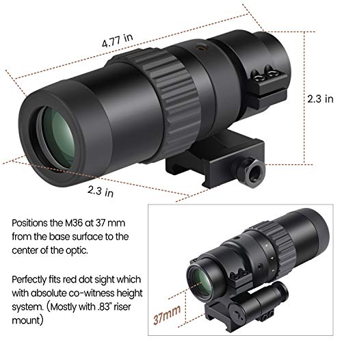 Feyachi M36 1.5X - 5X Red Dot Sight Optics Magnifier with Flip to Side Mount