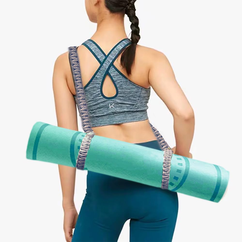 kiido Macrame Yoga Mat Carrying Strap [MAT NOT Included], Hand Woven Multi-Purpose Strap/Carrier for Your Yoga Mat, Exercise Mat (Grey)