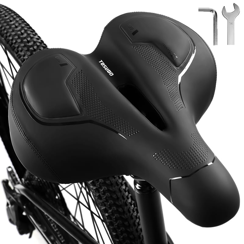 Oversize Bike Seat (11.8x10.8x5.8IN) for Peloton Bike Saddle with Gel Comfortable Bike Seat Cushion Bicycle Seat for Men Women Memory Foam Bicycle Saddle Fit for Exercise Bike Mountain City Bike