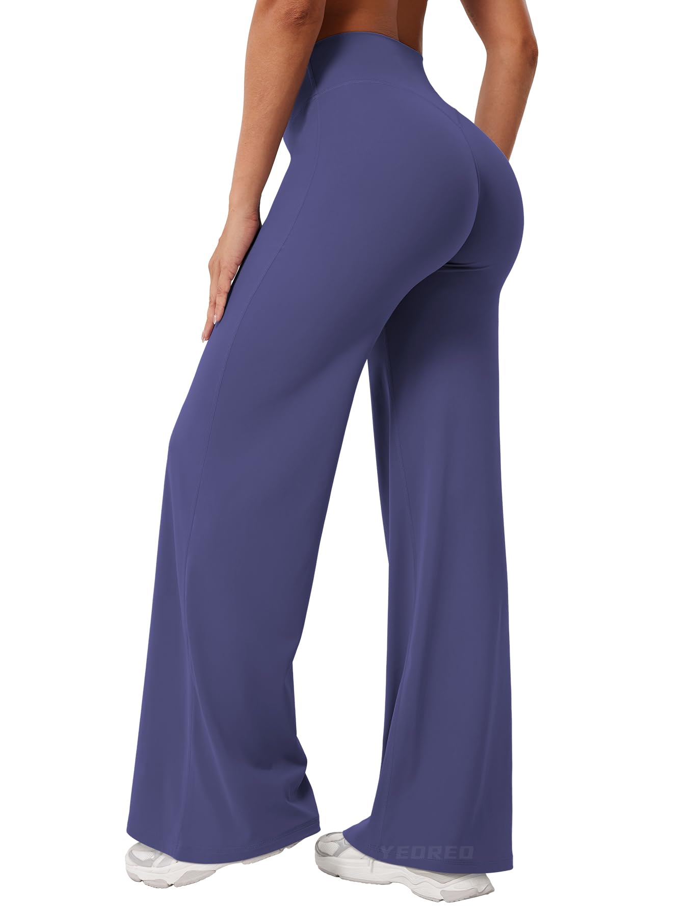 YEOREO Workout Leggings Womens No Front Seam Straight Leggings 31.5" High Waist Buttery Eddiy Gym Yoga Pants Deep Cobalt M