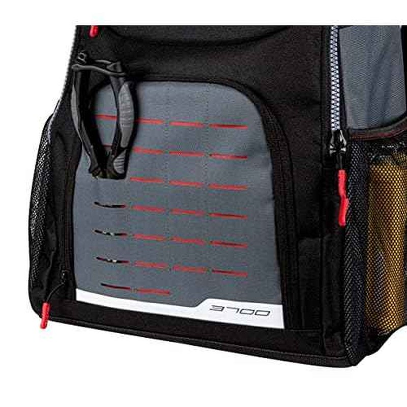 Plano Weekend Series 3700 Backpack, Gray with Red, Black, & White Accents, Includes 2 3700 Stowaway Utility Boxes, Premium Tackle Storage, Soft Tackle Storage Bag
