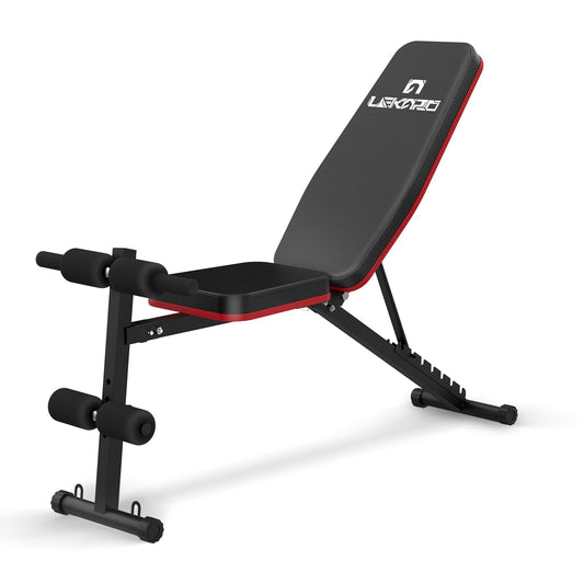 LEKÄRO Adjustable Weight Bench Press, Foldable Workout Bench for Home Gym, Strength Training Bench for Full Body Workout Incline Decline Exercise (Black)